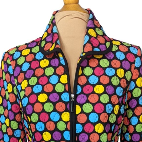 RQT Lightweight Quilted Zip Up Long Sleeve Jacket Black with Multi Color Size S - Picture 3 of 14